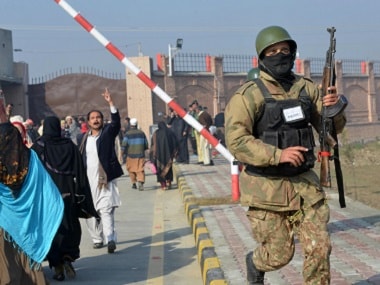 File image of Pakistani army soldiers in a search operation at the Bacha Khan University on 20 January. AFP
