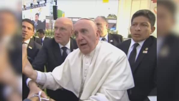 Don't mess with papa! Angry Pope scolds crowd member who almost knocks him over