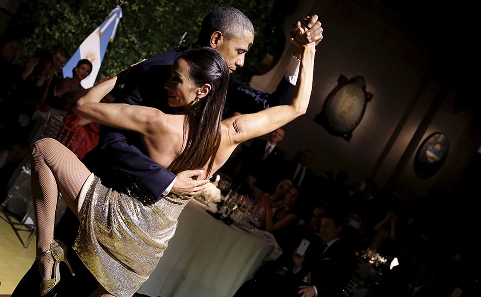 US President Barack Obama can now add dancing the tango to his list of talents. First Lady Michelle Obama too joined the dance floor at end of the state dinner by Argentina's President Mauricio Macri. Reuters US President Barack Obama can now add dancing the tango to his list of talents. First Lady Michelle Obama too joined the dance floor at end of the state dinner by Argentina's President Mauricio Macri. Reuters