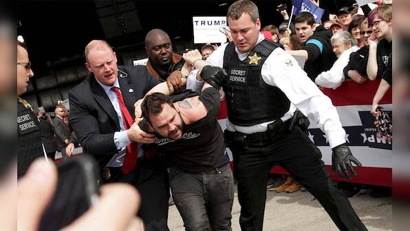 'Anything more fun than a Trump rally'? asks the US presidential candidate after mayhem at rally