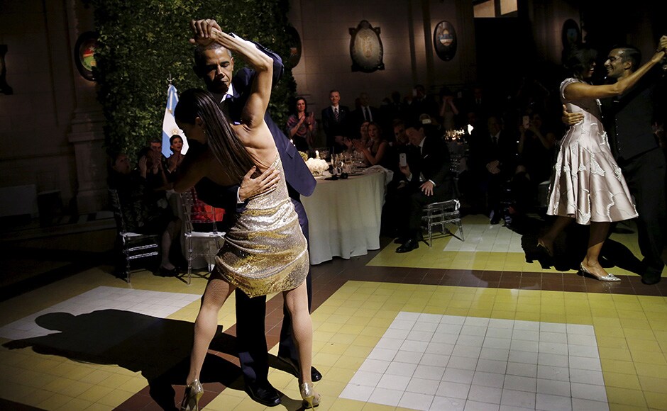 Always willing to try, the President got up and sashayed from one side to the other with the female dancer, while the First Lady teamed up with her male counterpart. Reuters Always willing to try, the President got up and sashayed from one side to the other with the female dancer, while the First Lady teamed up with her male counterpart. Reuters