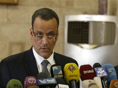 UN special envoy to Yemen, Ismail Ould Cheikh Ahmed speaks at a press conference in Sanaa, Yemen. AP