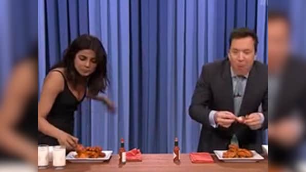 Watch: Priyanka Chopra beats Jimmy Fallon in chicken wings contest