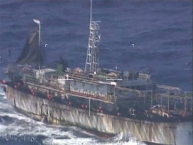 Screen grab of a video released by Argentina's navy ,shows what they identify as Chinese fishing boat "Lu Yan Yuan Yu 010". AP