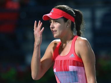 Ana Ivanovic of Serbia reacts during her match. Getty Images