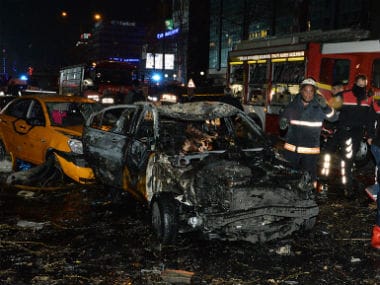 Emergency services gather at the scene of the explosion in Ankara's central Kizilay district. GettyImages