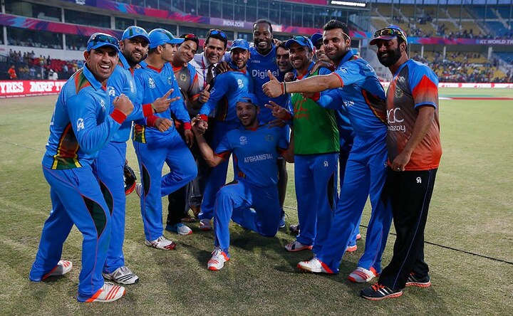 Afghanistan’s wild celebration after historic win over West Indies prompts Chris Gayle to join in