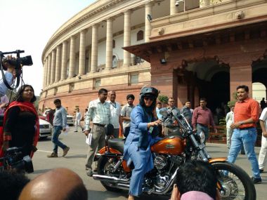 It's all about making a statement: Congress MP Ranjeet Ranjan rides on Harley to Parliament on Women's Day It's all about making a statement: Congress MP Ranjeet Ranjan rides on Harley to Parliament on Women's Day