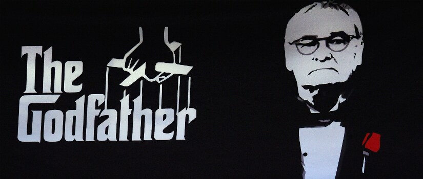 Don Ranieri. (This is not a photoshopped image, Leicester fans really waved this flag on Tuesday night). Getty