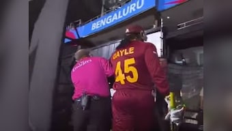 Watch: Why Chris Gayle was dragged off-field by an umpire during the West Indies' World T20 match against Sri Lanka