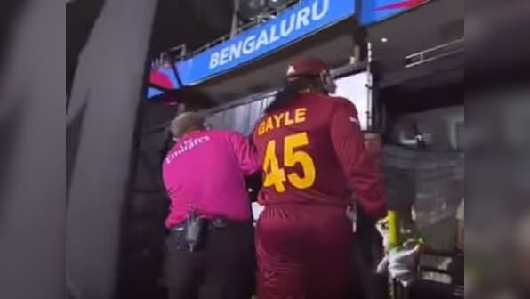Watch: Why Chris Gayle was dragged off-field by an umpire during the West Indies' World T20 match against Sri Lanka