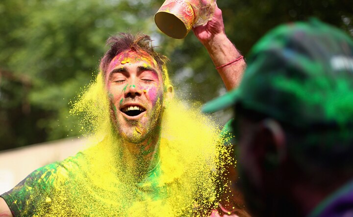 Holi, Aussie style: Glenn Maxwell joins in on festivities, colours himself green and gold