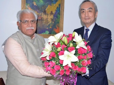 File photo of Haryana Chief Minister Manohar Lal with Japan envoy Kenji Hiramatsu. TWITTER @CMO Haryana