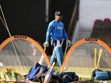 India captain MS Dhoni attends the training session at The Vidarbha Cricket Association Stadium in Nagpur on March 14 ahead of game against New Zealand. AFP
