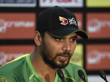 Bangladesh cricket captain Mashrafe Mortaza speaks during a press conference. AFP