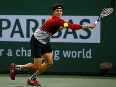 Milos Raonic of Canada in action at Indian Wells. Getty Images
