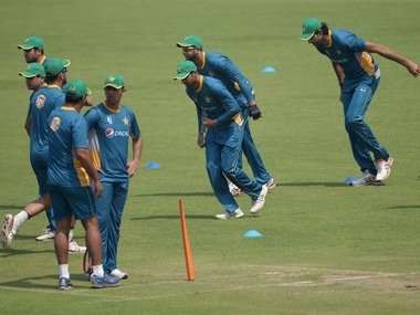 Pakistan team at training ahead of their World T20 match against Bangladesh. AFP