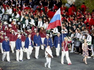 File photo of Russia tennis player and national flag bearer Maria Sharapova during Parade of Nations. Getty Images