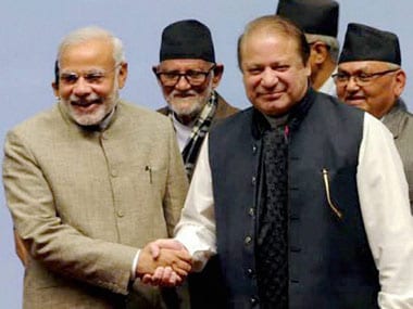 PM Narendra Modi (left) with Pakistani counterpart Nawaz Sharif. PTI