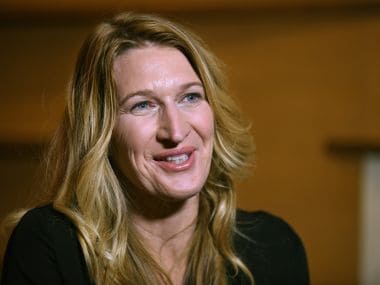 Former world number one German tennis player Steffi Graf speaks during an interview in Tokyo. AFP
