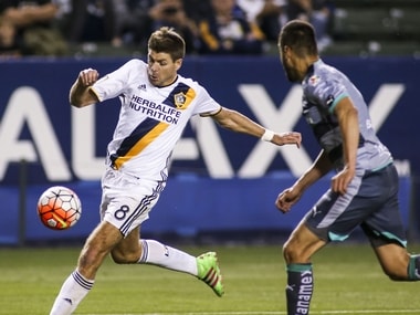 Steven Gerrard in action for LA Galaxy in CONCACAF Champions League. AP