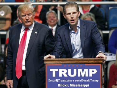 File photo of Donald Trump with his son Eric Trump