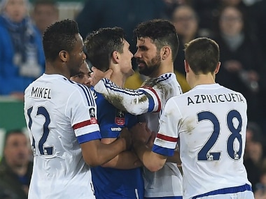 Diego Costa in altercation with Gareth Barry during Chelsea's FA Cup match against Everton. AFP