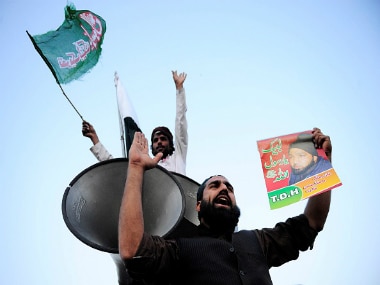 Pakistani people stage a protest against the execution of Mumtaz Qadri. Getty Images