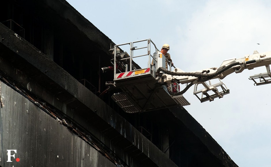 As many as 35 fire tenders were pressed into service. It took firefighters more than four hours to douse the blaze after which a cooling operation was launched which lasted for another few hours. Naresh Sharma/Firstpost As many as 35 fire tenders were pressed into service. It took firefighters more than four hours to douse the blaze after which a cooling operation was launched which lasted for another few hours. Naresh Sharma/Firstpost
