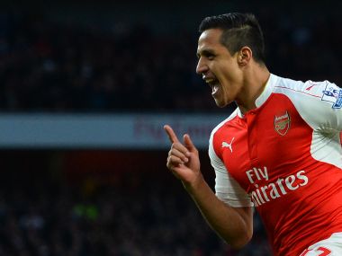 Arsenal's Alexis Sanchez celebrates after scoring against West Brom