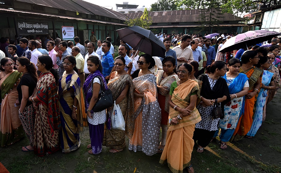 Amid reports of stray violence from various parts of the state, over 70 per cent votes were cast till 3 pm in 61 assembly constituencies of Assam to decide the fate of 525 contestants. AFP