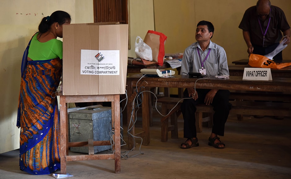 In a first, a Voter Verified Paper Audit Trail (VVPAT) machine was introduced in ten Assam constituencies, including Guwahati under Kamrup (Metro) district. AFP