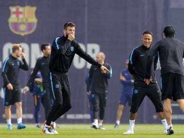 Barcelona players train ahead of Champions League Quarter-final second leg against Atletico Madrid