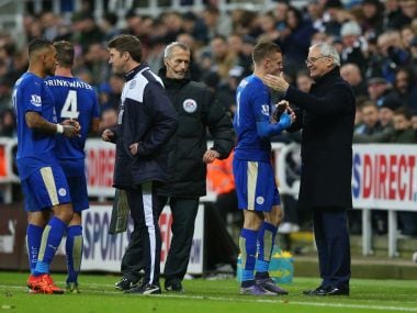 File photo of Claudio Ranieri congratulating Jamie Vardy. Getty Images