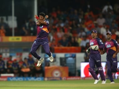 Ashok Dinda does a Ronaldo celebration after dismissing Warner. BCCI