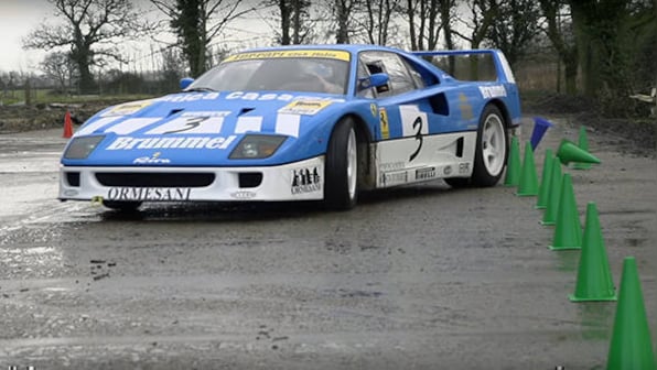 Video worth watching: Ferrari F40 GT thrashed in a barn gymkhana session