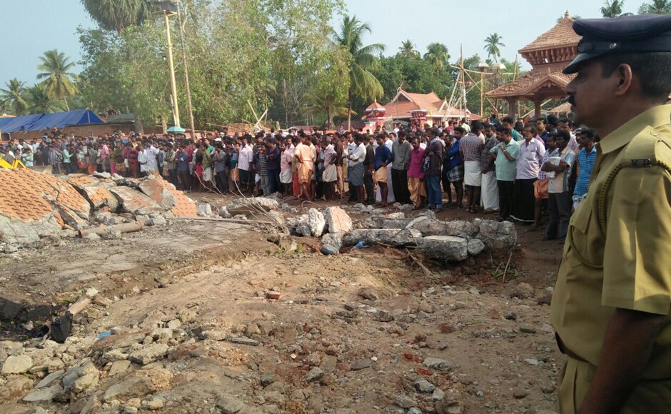 The temple structure has been reduced to rubbles after the explosion. As of 2:30 in the afternoon, the death toll totaled to 110 people. At around 3.30 am, there was a massive explosion followed by tremors which were felt even a kilometre away from the 100-year-old Puttingal Devi temple near Kollam. The temple structure has been reduced to rubbles after the explosion. As of 2:30 in the afternoon, the death toll totaled to 110 people. At around 3.30 am, there was a massive explosion followed by tremors which were felt even a kilometre away from the 100-year-old Puttingal Devi temple near Kollam.