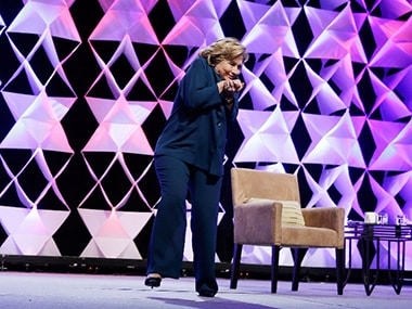 File image of Hillary Clinton ducking a show in April 2014. AFP