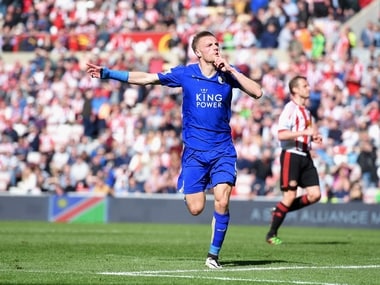 Jamie Vardy scored a double to stretch Leicester's lead at the top to 10 points. Getty