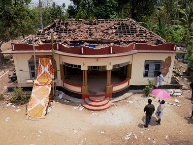 A file photo of the damaged building after a massive fire broke out during a fireworks display in Paravoor north of Thiruvananthapuram, in Kerala on Sunday. PTI