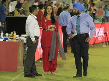 Kings XI Punjab owner Preity Zinta with officials during IPL 2016. BCCI