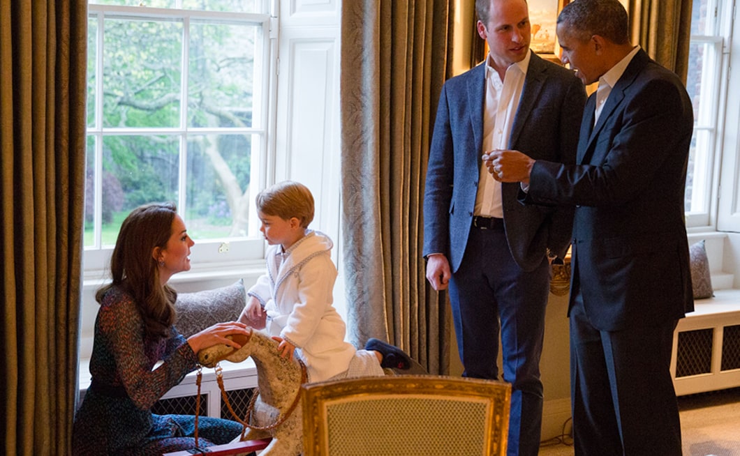 Just another day at the palace: Prince George greets US President