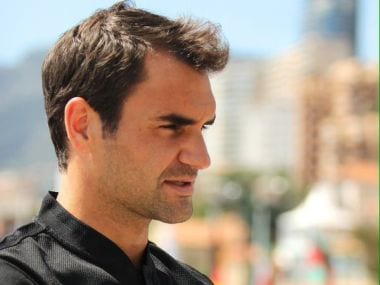 Roger Federer doing interviews ahead of the Monte Carlo Masters. Image courtesy: Twitter/@MarianneBevis
