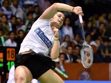 Saina Nehwal plays against Li Xuerui of China during the Yonex-Sunrise India Open 2016. PTI