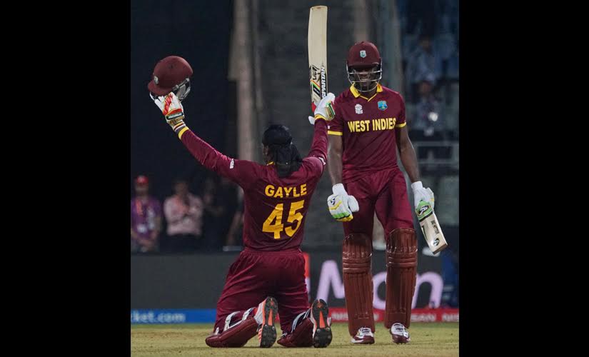 Chris Gayle after his century against England in World T20 Super 10s stage.