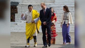 The royal meeting: Britain's William and Kate meet Bhutan's king and queen