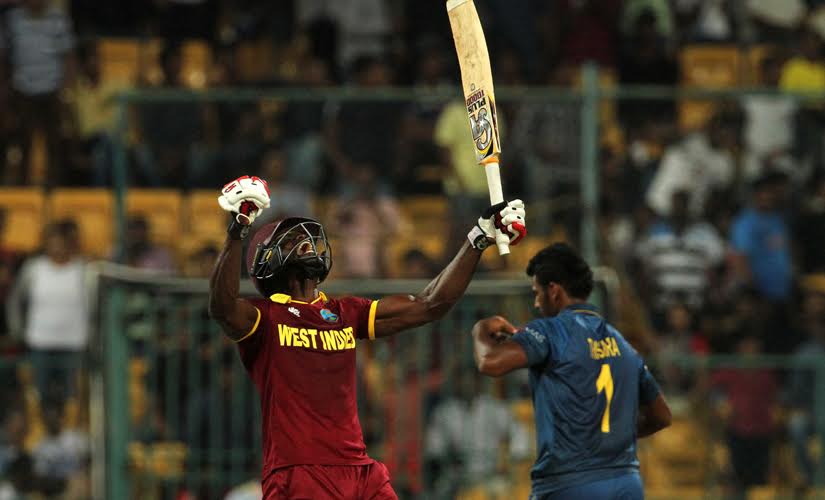 Andre Fletcher reacts after hitting the winning runs for West Indies against Sri Lanka. Solaris Images
