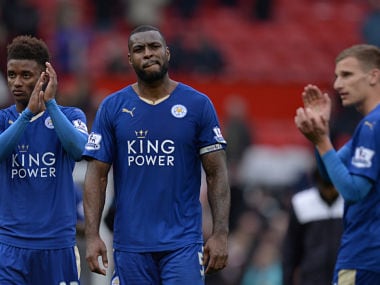 Leicester City players after 1-1 draw against Manchester United. AFP