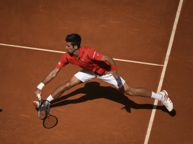 Novak Djokovic in action on clay. AFP
