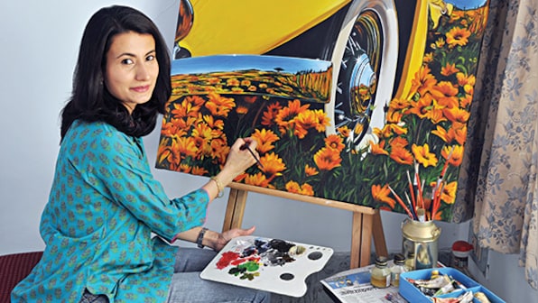 Automotive art by Princess Vidita Singh of Barwani